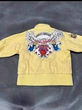 HARLEY DAVIDSON Motorcycle Biker Yellow Rose Spring Jacket TODDLER BABY GIRL 2T